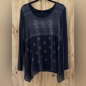 B.L.E.U. Women’s XL Long Sleeve Black Top with Studs